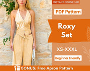 Summer Set Sewing Patterns | Top & Pants Pattern | Sewing Pattern Women | Wide Leg Pants Pattern | Tie Back Top, Backless Top, Open Back Top