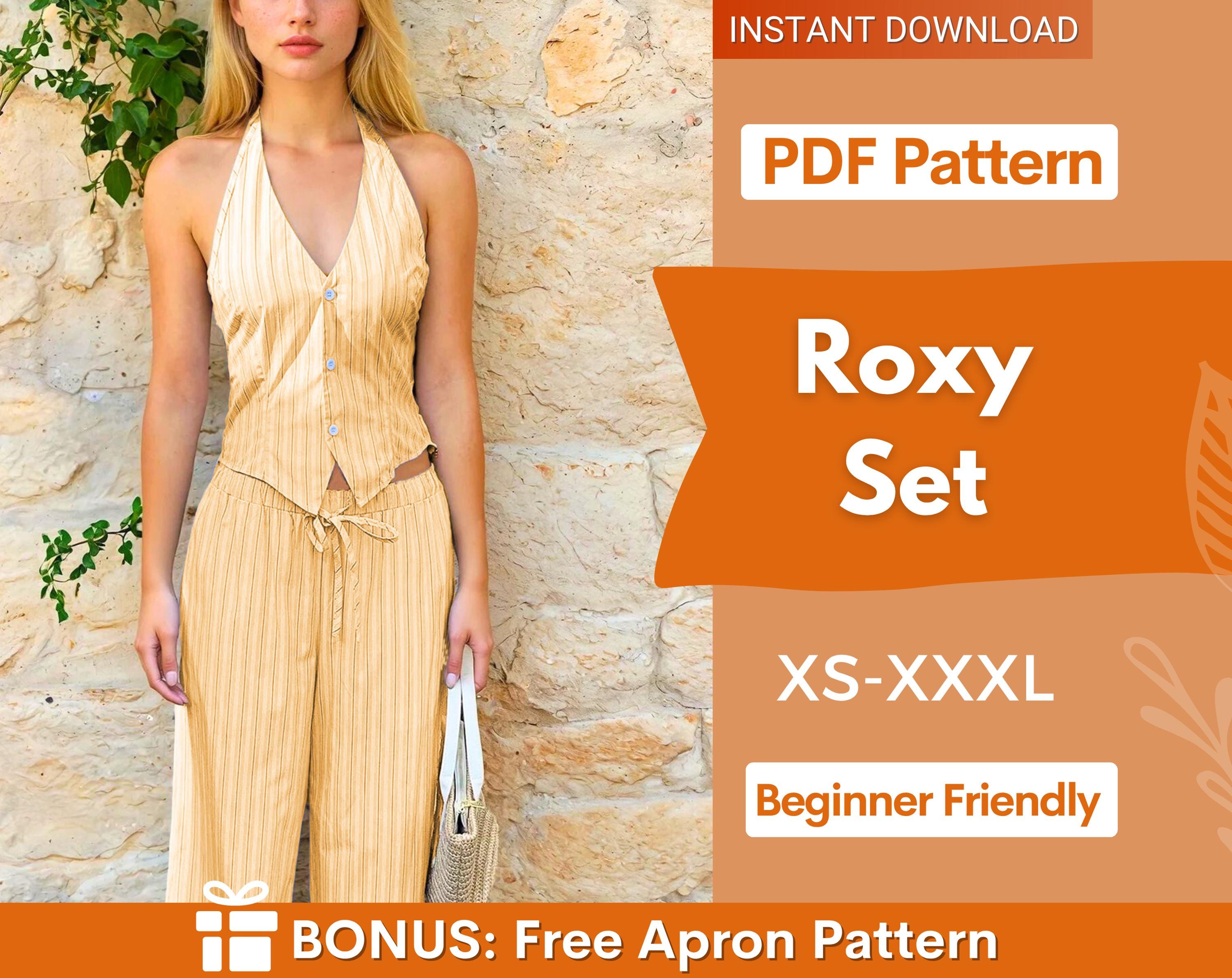 Summer Set Sewing Patterns | Top & Pants Pattern | Sewing Pattern Women | Wide Leg Pants Pattern | Tie Back Top, Backless Top, Open Back Top