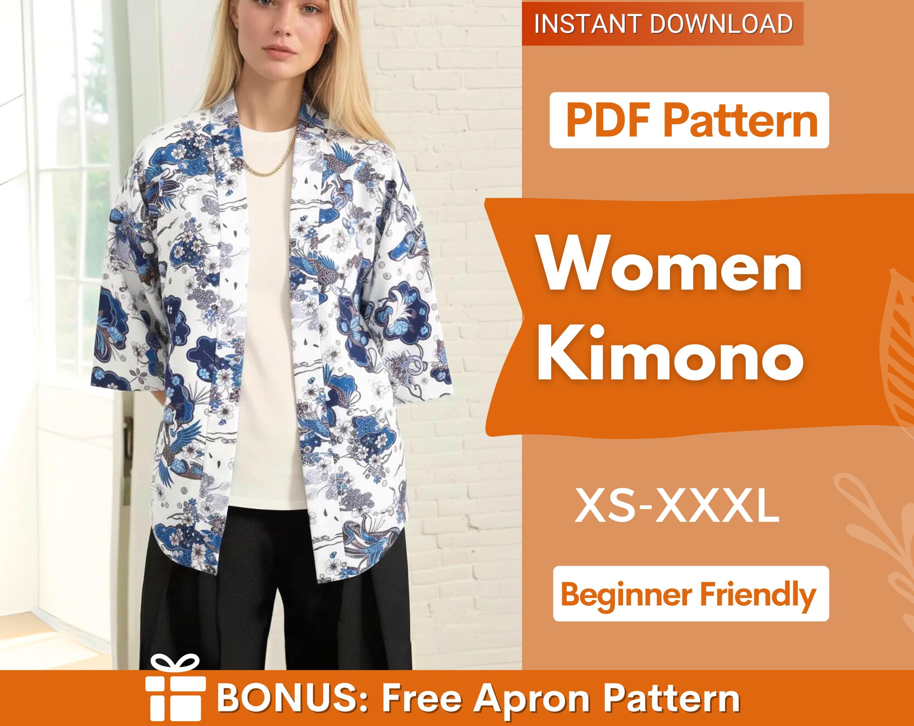 Kimono Sewing Pattern, Short Kimono Pattern for Women, Kimono Pattern, Sewing Pattern for Women, Women Shirt Pattern, Robe Pattern