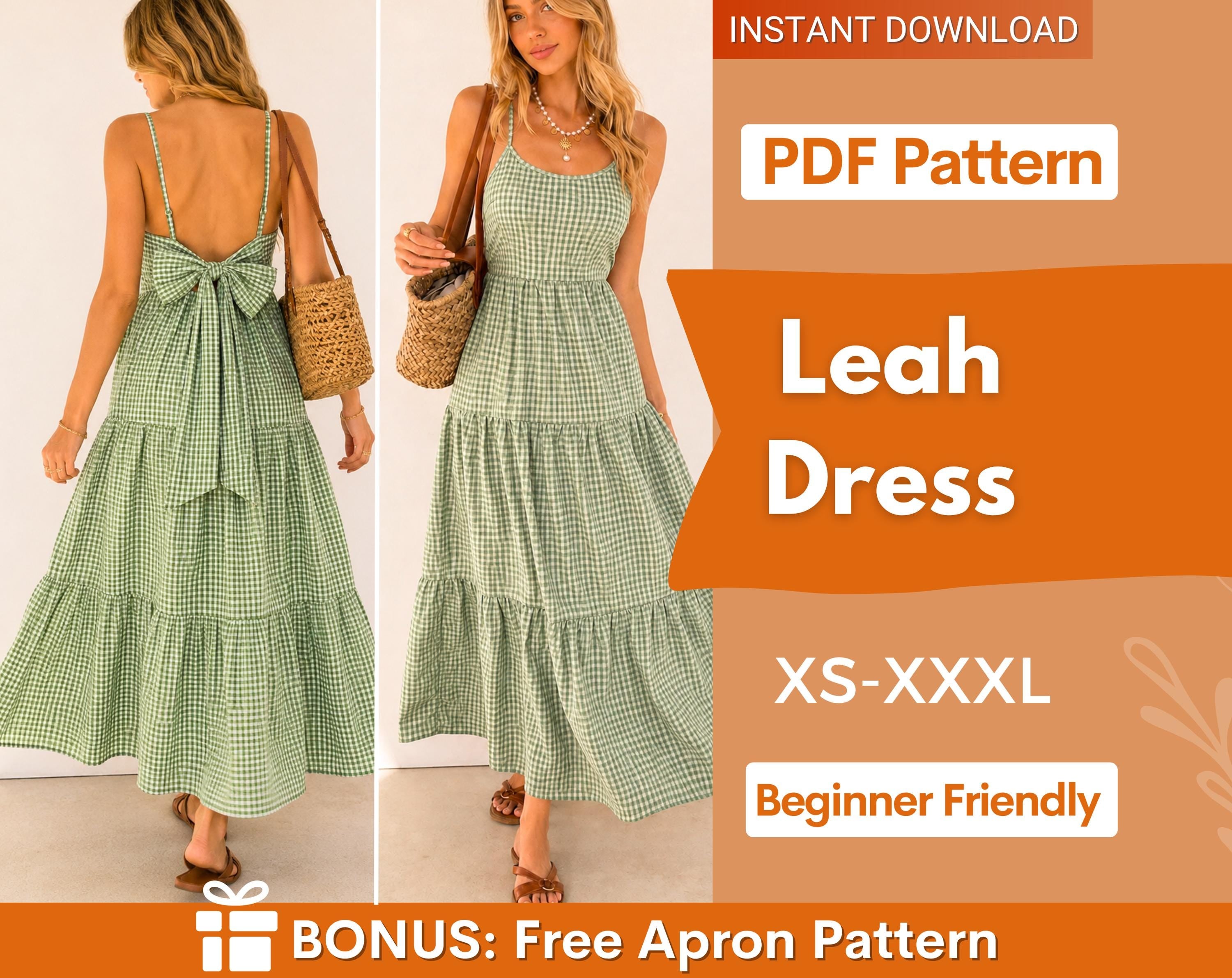 Back Tie Dress Sewing Pattern | Summer Dress | Maxi Dress Pattern | Women Dress Pattern | Sewing Patterns for Women, Dress Pattern