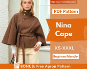 Cape Jacket Sewing Pattern,  Women Sewing Pattern, Cape Pattern, Jacket Pattern, Cape Coat Pattern, Cloak Sewing Pattern, Women Jacket