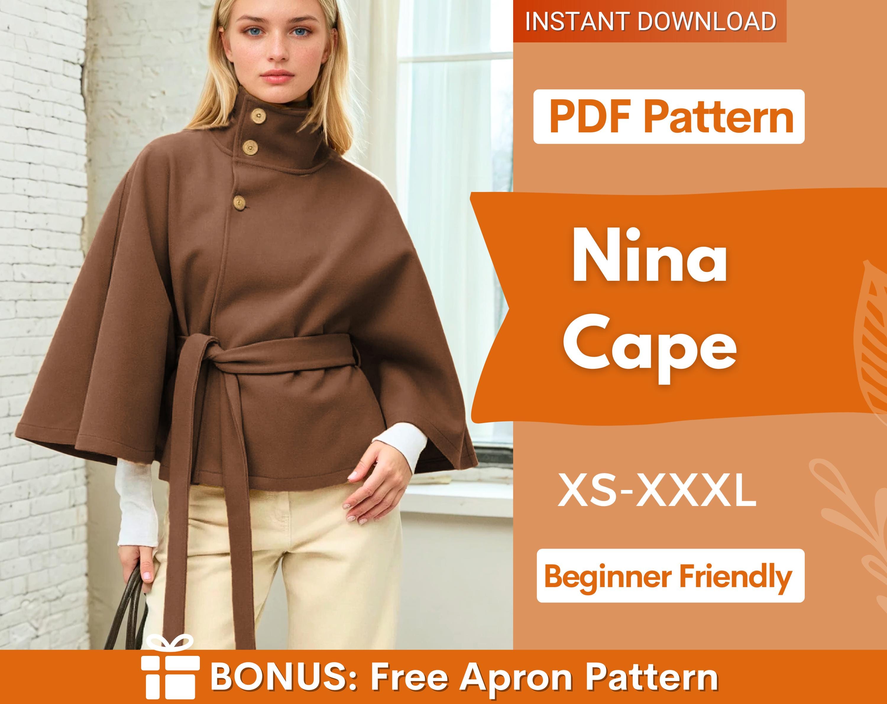 Cape Jacket Sewing Pattern,  Women Sewing Pattern, Cape Pattern, Jacket Pattern, Cape Coat Pattern, Cloak Sewing Pattern, Women Jacket