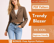 Blazer Sewing Pattern Women | Crop Jacket Sewing Pattern |  Womens Blazer Pattern | Suit Jacket Pattern |  Women Suit Jacket Blazer