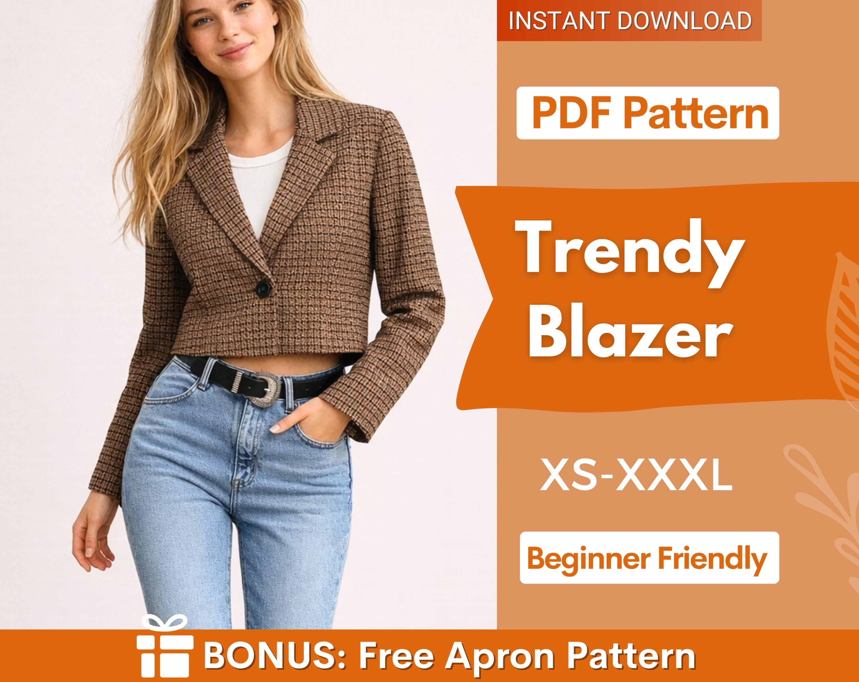 Blazer Sewing Pattern Women | Crop Jacket Sewing Pattern |  Womens Blazer Pattern | Suit Jacket Pattern |  Women Suit Jacket Blazer