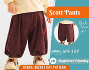 Baggy Pants Sewing Pattern for Kids, Elastic Waistband Pants, Kids Pattern, Baby Sewing Pattern, Beginner Pattern, Sewing Pattern Toddlers