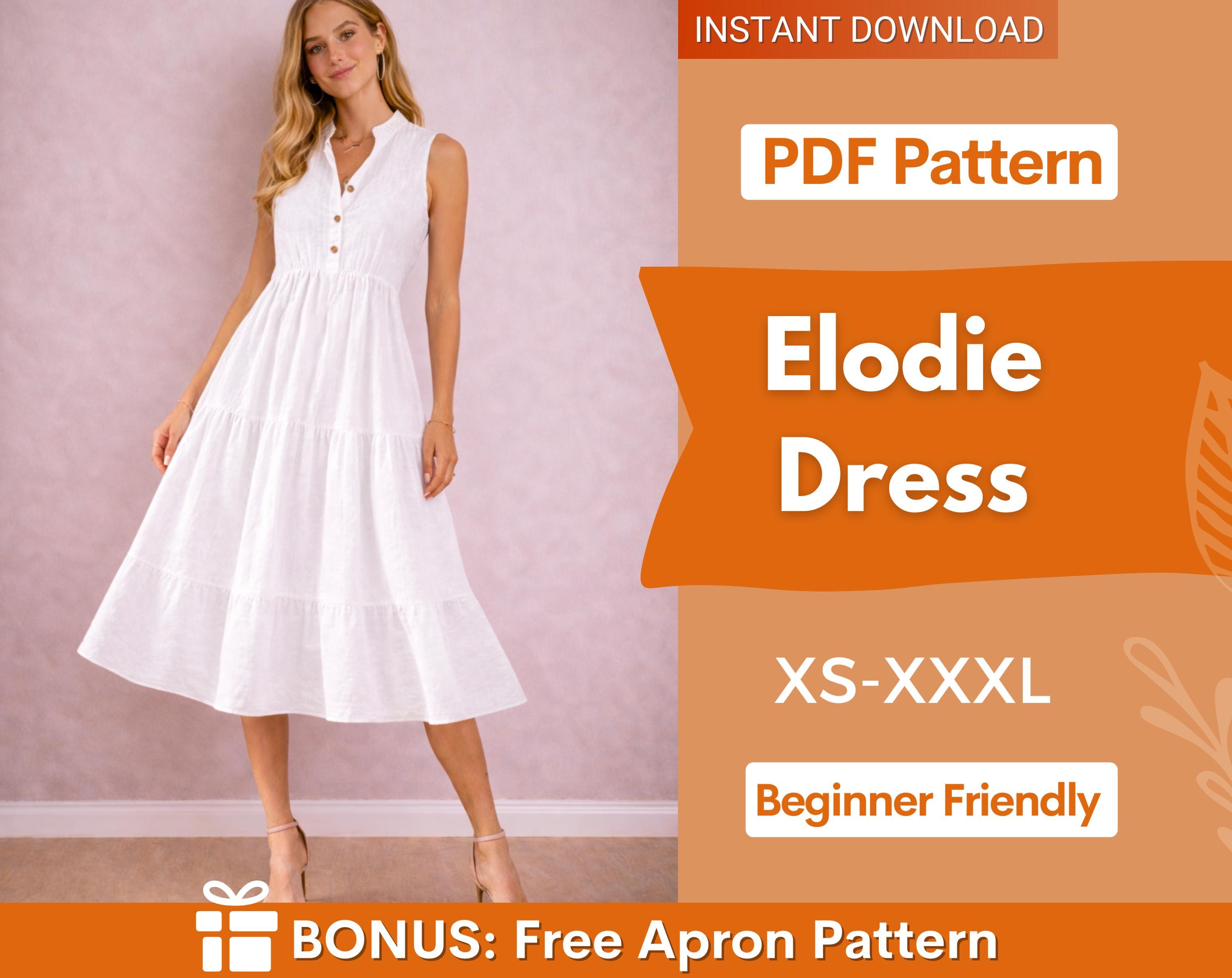 Elodie Dress Pattern | Dress Sewing Pattern | Sewing Pattern for Women | Tiered Dress | Sleeveless Dress | Beginner Sewing Pattern Dress