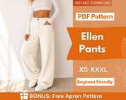 Pants Sewing Pattern for Women | XS-XXXL | Sewing Patterns | Trousers Pattern | Wide Leg Pants Pattern | Sewing Pattern Pants Women