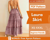 Tiered Maxi Skirt Pattern | Skirt Sewing Pattern | Women Skirt Pattern | Sewing Patterns | Women Patterns, Long Skirt Pattern, Tiered Skirt
