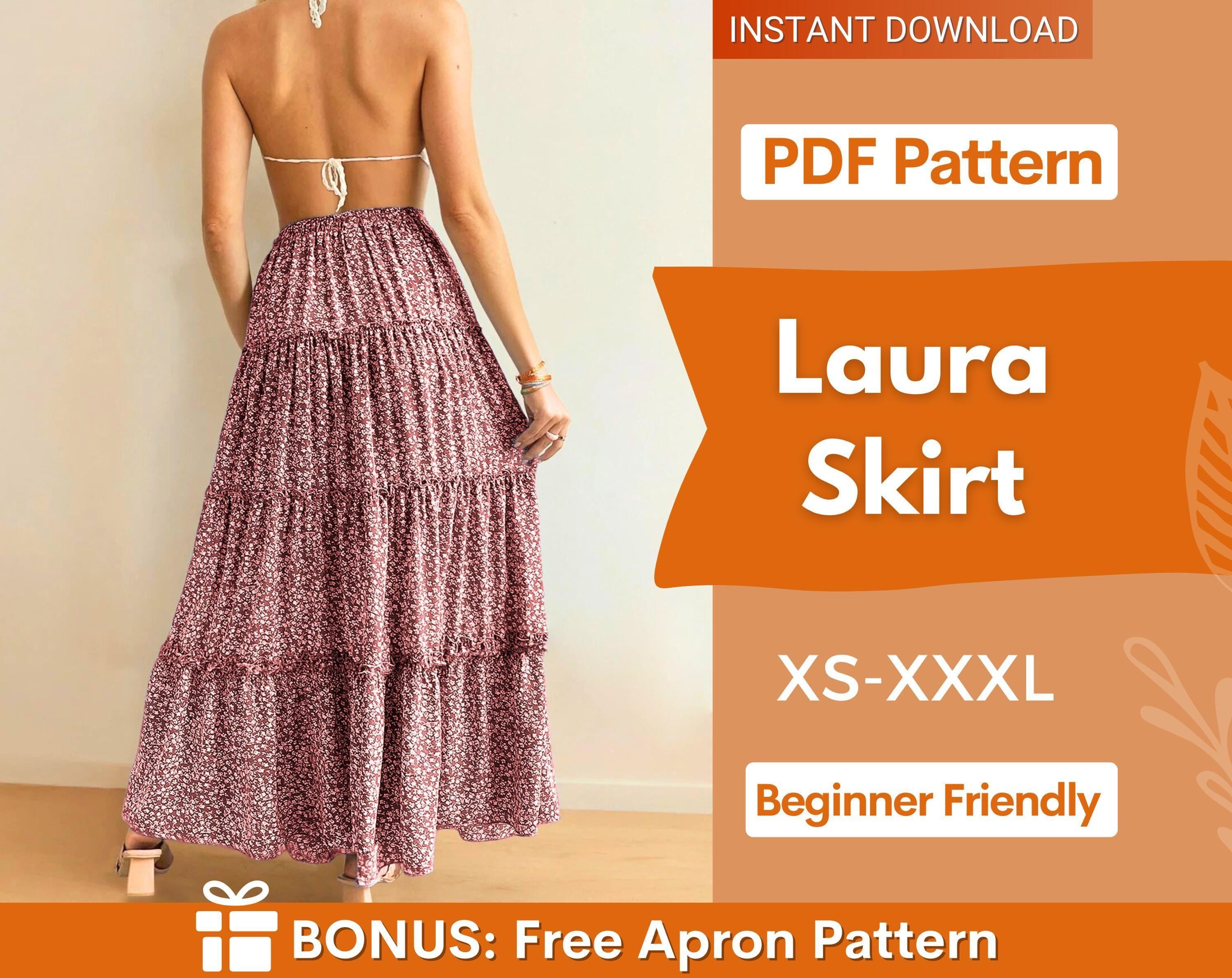 Tiered Maxi Skirt Pattern | Skirt Sewing Pattern | Women Skirt Pattern | Sewing Patterns | Women Patterns, Long Skirt Pattern, Tiered Skirt