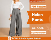 Wide Leg Palazzo Pants Sewing Pattern | Women Pants Pattern | Trousers Pattern | Women Sewing Patterns | Palazzo Pants Pattern High Waist
