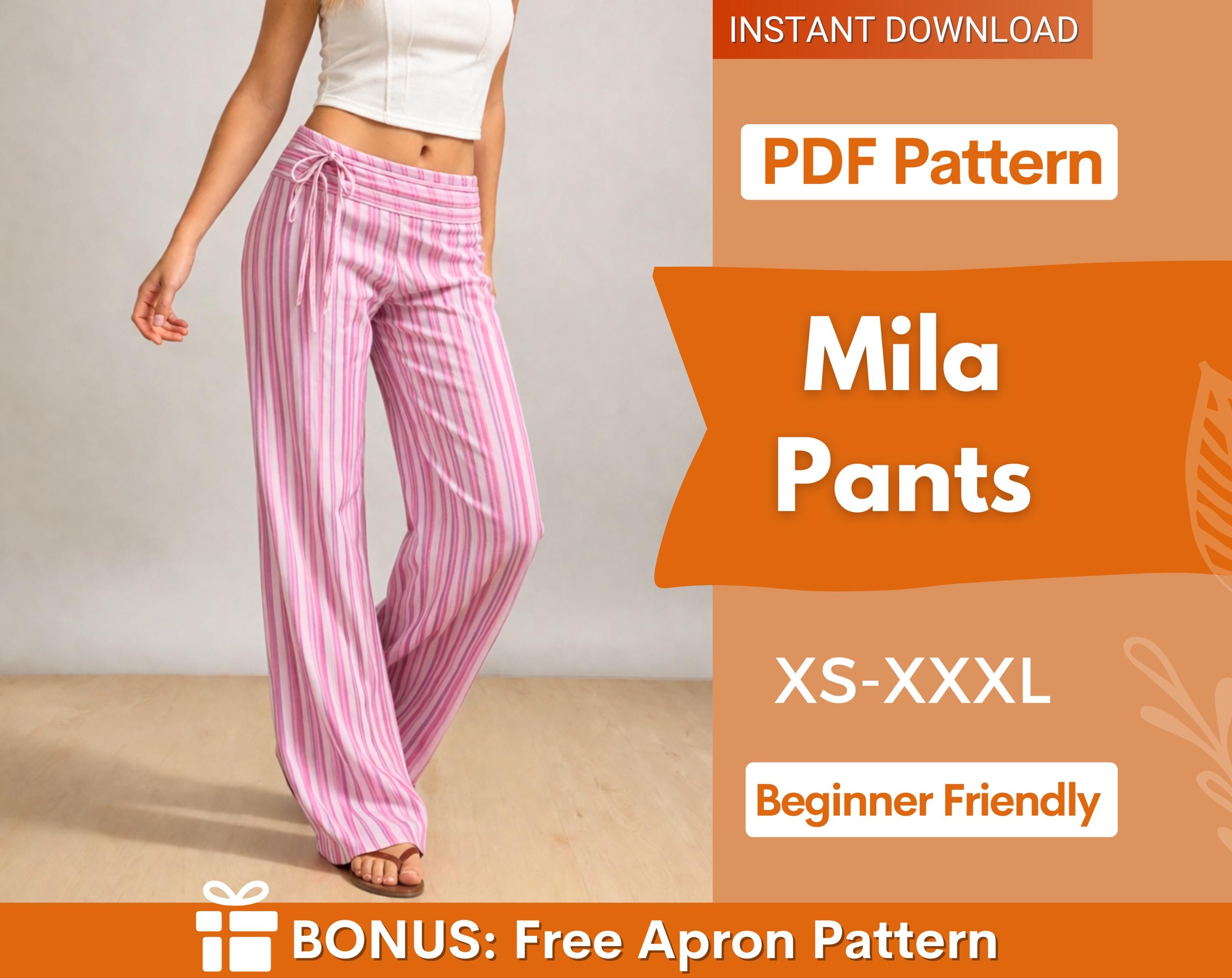 Mila Pants Sewing Pattern | XS-XXXL | Flare Pants | Pants Sewing Pattern | Wide Leg Pants | Low Waist Pants Women Sewing Pattern