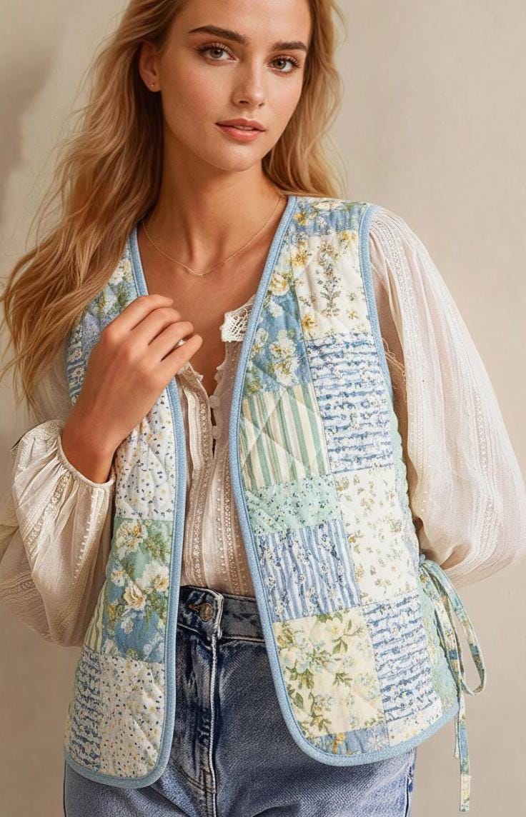 Quilted Vest Sewing Pattern | Side Tie Vest Pattern | Tie Top sewing pattern | Women Sewing Patterns | Quilted Vest | Tie Vest Pattern