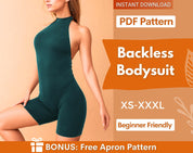 Bodysuit Sewing Pattern | Body Pattern | Tank Top Pattern | Sewing Pattern Women | Pattern for Women | Halter Backless Bodysuit Pattern