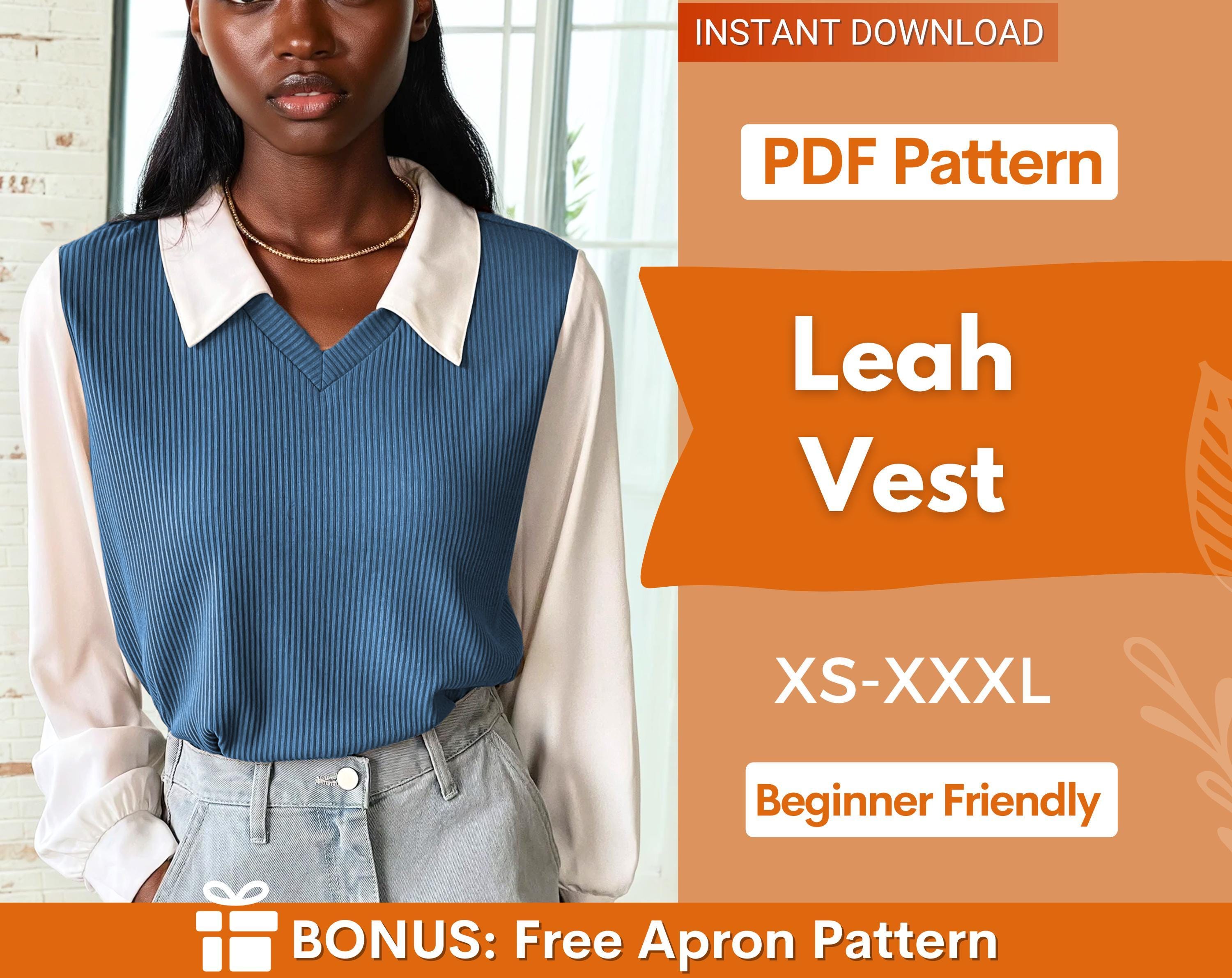 Women Vest Sewing Pattern | Sewing Pattern Vest | Waistcoat Pattern| Sewing Pattern Knitted Vest | Top Pattern Women, Women Sewing Pattern
