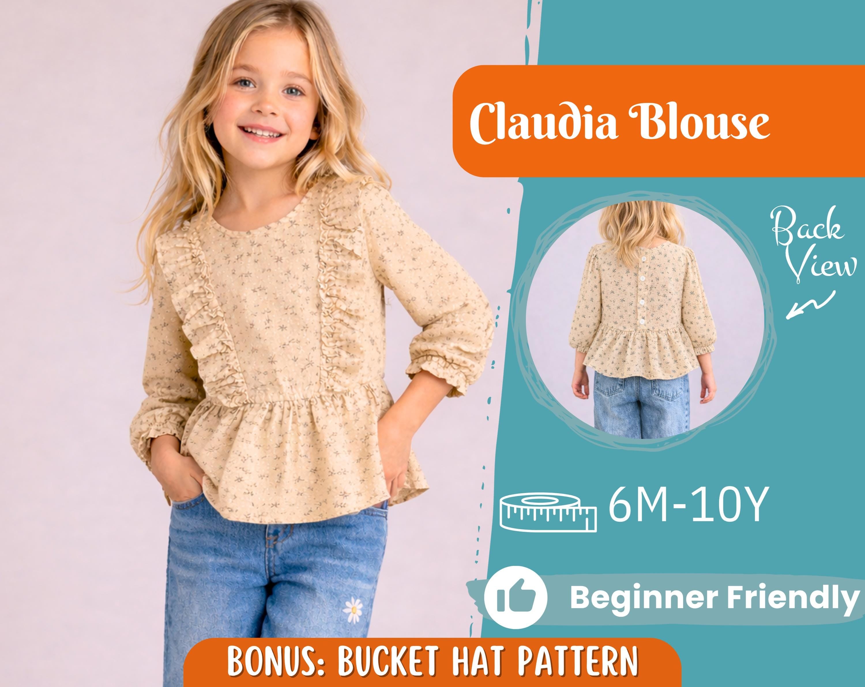 Girl Blouse Pattern, Sewing Pattern for Kids, Kids Pattern, Toddler Blouse Pattern, Beginner Pattern, Sewing Pattern Toddlers, Baby Pattern