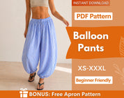 Balloon Pants Pattern, Barrel Leg Pants, Wide Leg Pants Sewig Pattern, Women Sewing Pattern Pants, Baggy Pants Pattern, Harem Pants