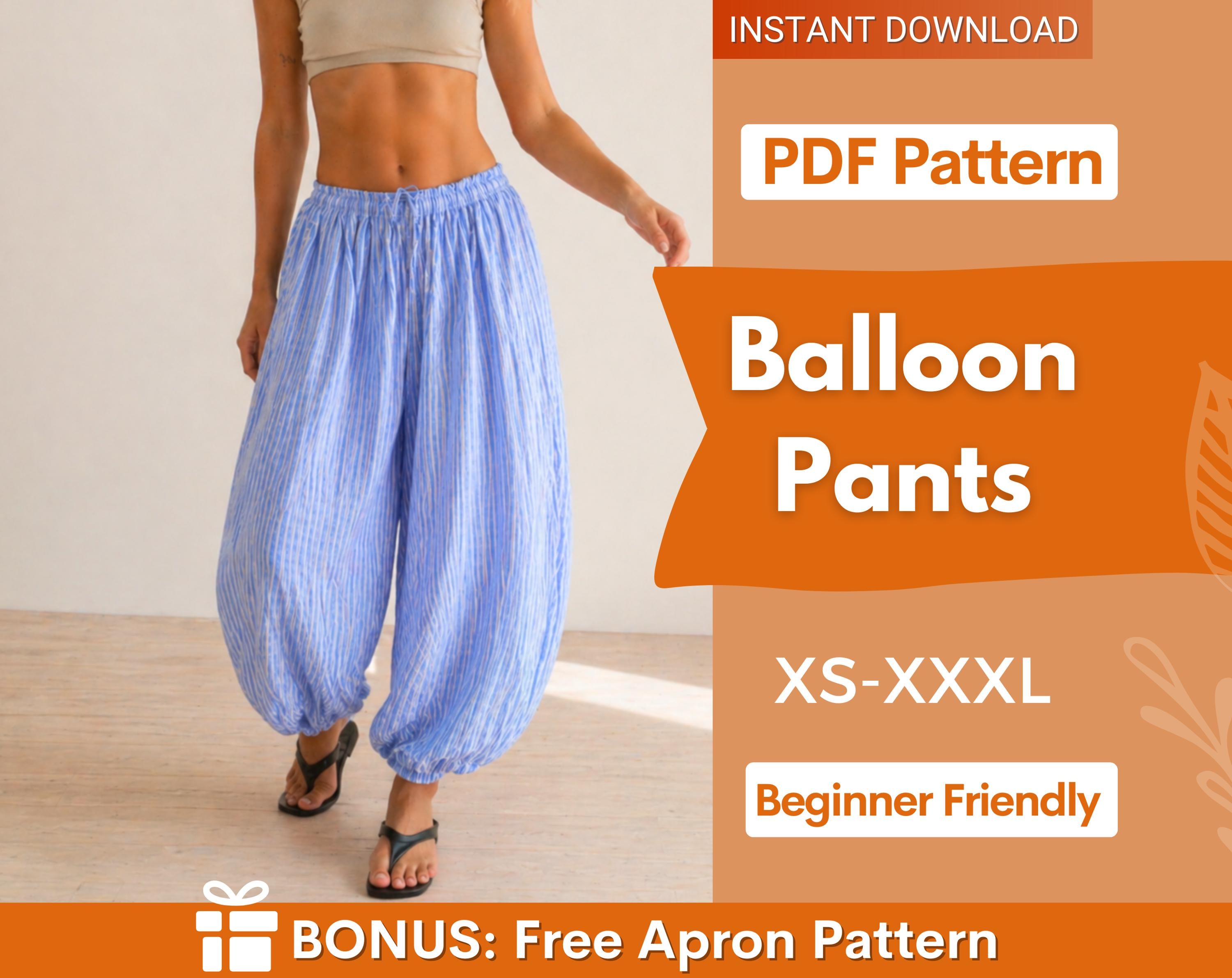 Balloon Pants Pattern, Barrel Leg Pants, Wide Leg Pants Sewig Pattern, Women Sewing Pattern Pants, Baggy Pants Pattern, Harem Pants