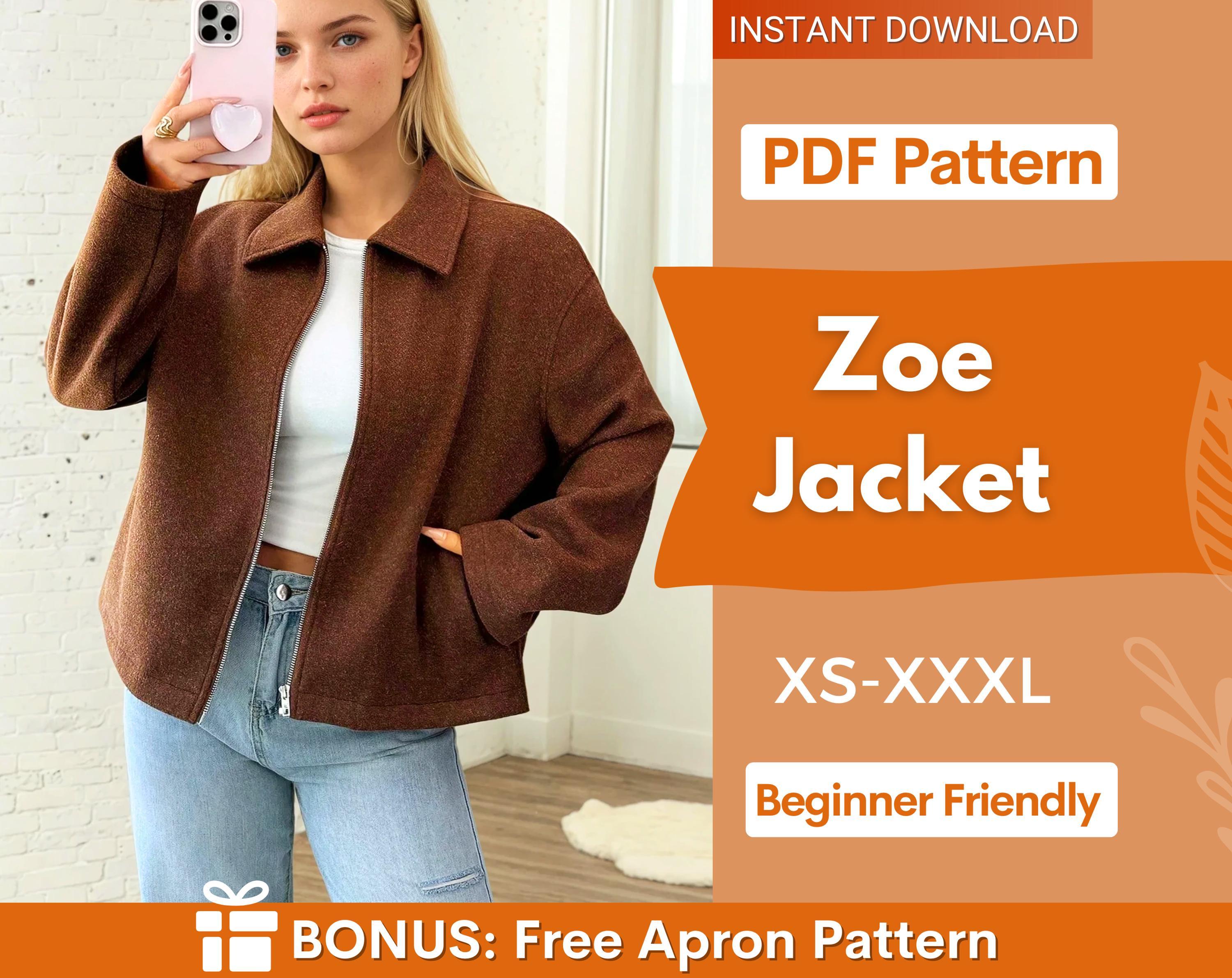 Jacket Sewing Pattern for Women, Zip Up Jacket Pattern, Women Jacket Sewing Pattern, Crop Jacket, Short Jacket, Women Pattern Zipper Jacket
