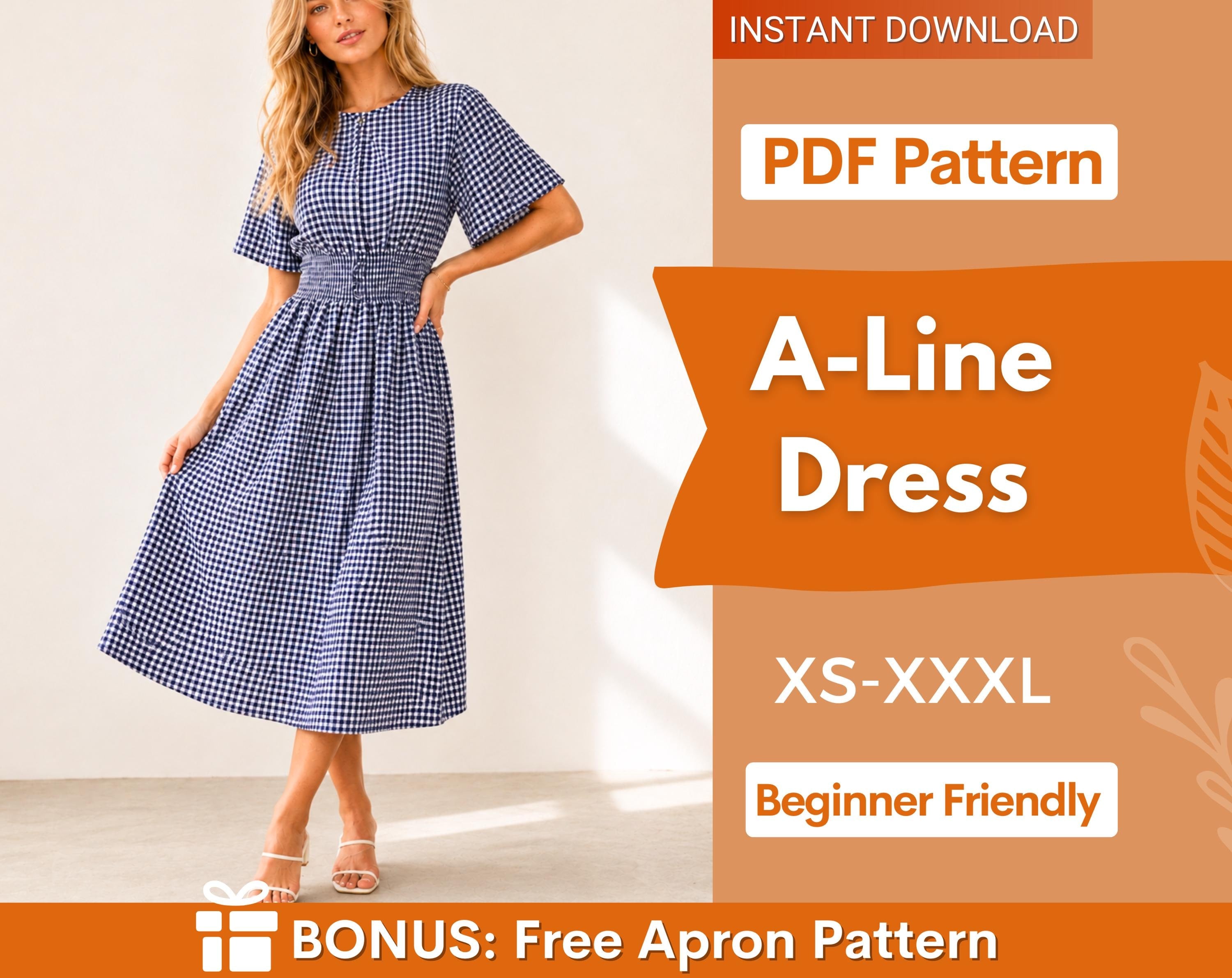 Women Dress Pattern | XS-XXXL | A-Line Dress Sewing Pattern | Summer Dress Pattern | Women Sewing Pattern | Easy Dress PDF Pattern Beginner