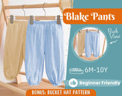 Pants Sewing Pattern for Kids, Elastic Waistband Pants Pattern, Kids Pattern, Baby Sewing Pattern, Beginner Pattern, Sewing Pattern Toddlers