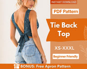 Tie Back Top Pattern, Women Pattern, Easy Top Pattern, Sewing Patterns for Women, Crop Top, Tank Top, Tie Top, Knot Top Pattern