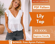 Lily Top Sewing Pattern | Women Top Pattern | Peplum Top Pattern | Crop Top Pattern | Women Sewing Patterns | Blouse Sewing Pattern
