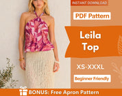 Halter Top Sewing Pattern | Top Pattern | Women Sewing Pattern | Back Tie Top Pattern | Oppen Back Top Sewing Pattern | Top Women Sewing