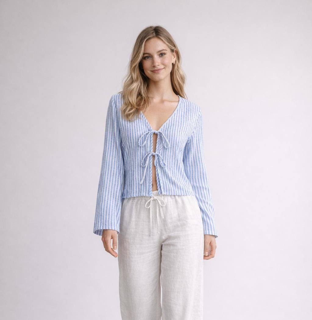 Jane Blouse Sewing Pattern | Tie Top Sewing Pattern | Women Sewing Pattern, Shirt Pattern, Top with front Ties, Women Blouse Top Pattern