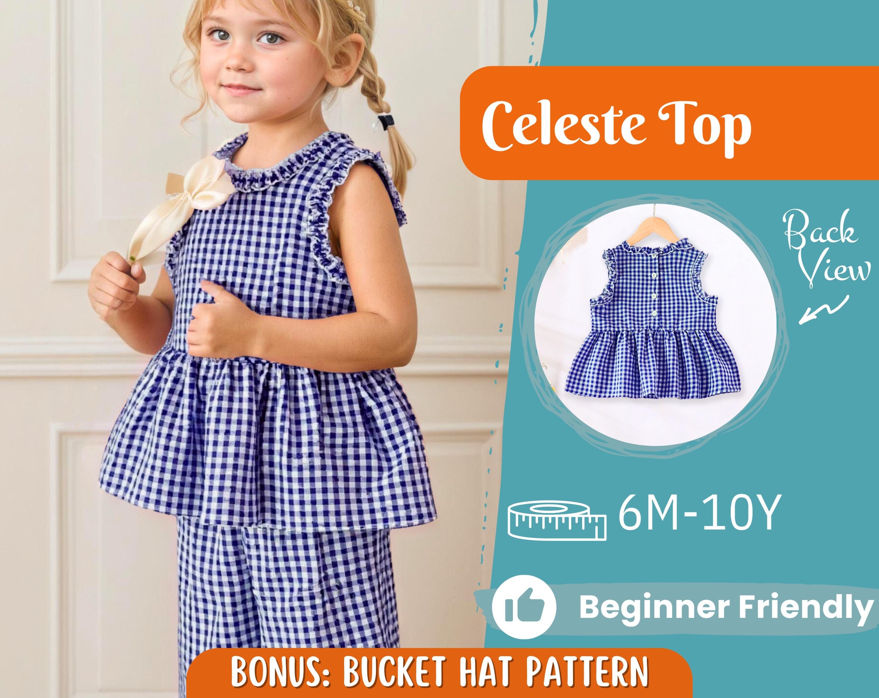 Top Sewing Pattern for Kids, Top Pattern, Kids Pattern, Girl Pattern, Beginner Pattern, Sewing Pattern Toddlers, PDF Pattern