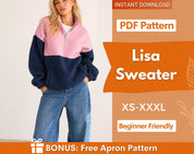 Zip Sweatshirt Pattern for Women, Women Sweater Pattern, Zip Up Sweater Pattern, Women Sewing Pattern, Beginner Sewing Pattern Sweatshirt