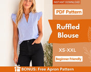 Blouse Sewing Pattern, XS- XXL, Top Pattern, Women Sewing Pattern, Shirt Sewing Pattern, Easy Beginner Pattern, Women Blouse Top