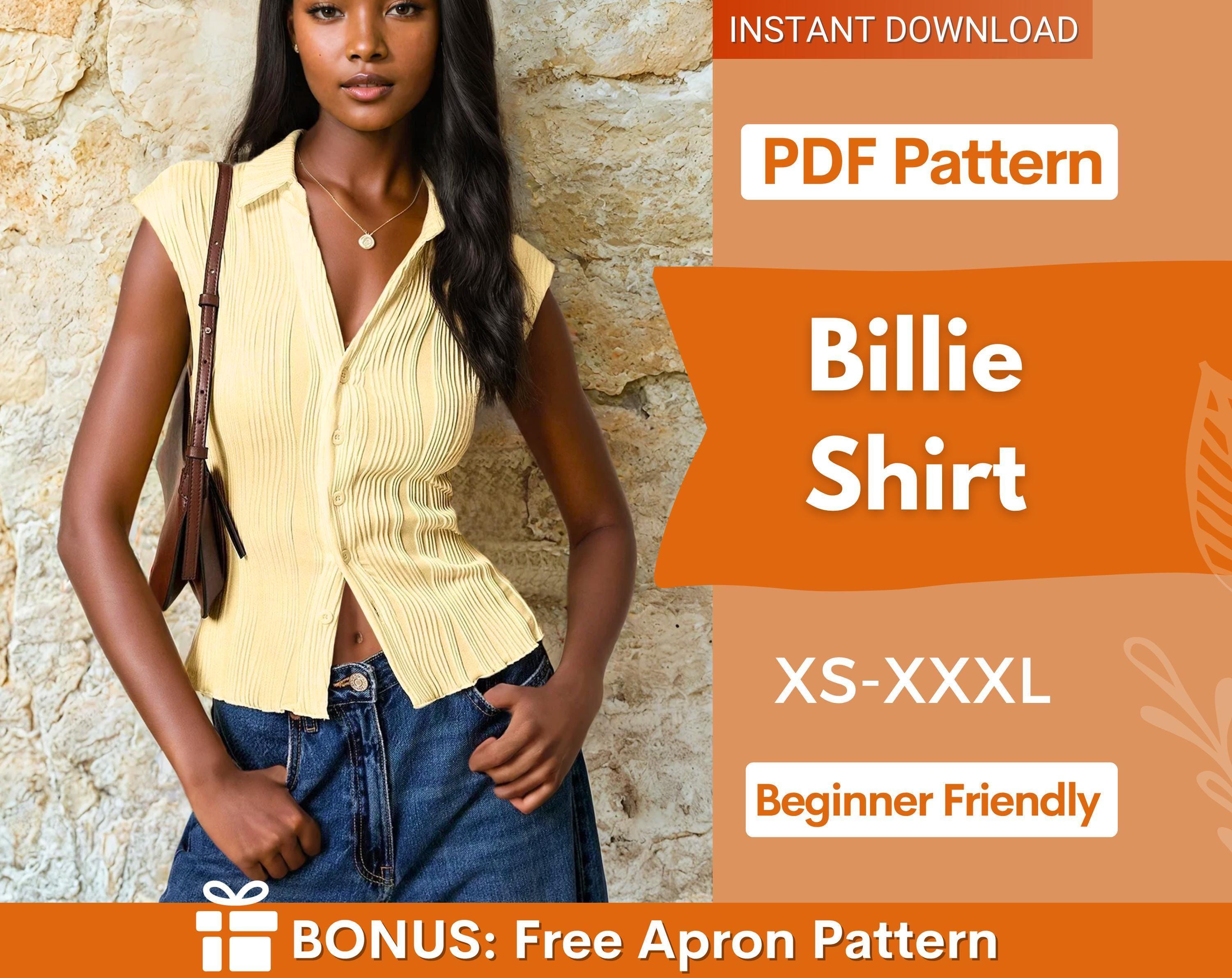 Short Shirt Sewing Pattern, Button Up Shirt Pattern, Fitted Shirt Sewing Pattern, Sewing patterns Women, Summer Top Pattern, Shirt Top Women