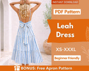Leah Back Tie Dress Sewing Pattern | Summer Dress | Maxi Dress Pattern | Women Dress Pattern | Sewing Patterns for Women, Dress Pattern