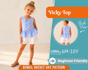 Top Sewing Pattern for Kids, Top Pattern, Kids Pattern, Girl Pattern, Beginner Pattern, Sewing Pattern Toddlers, PDF Pattern