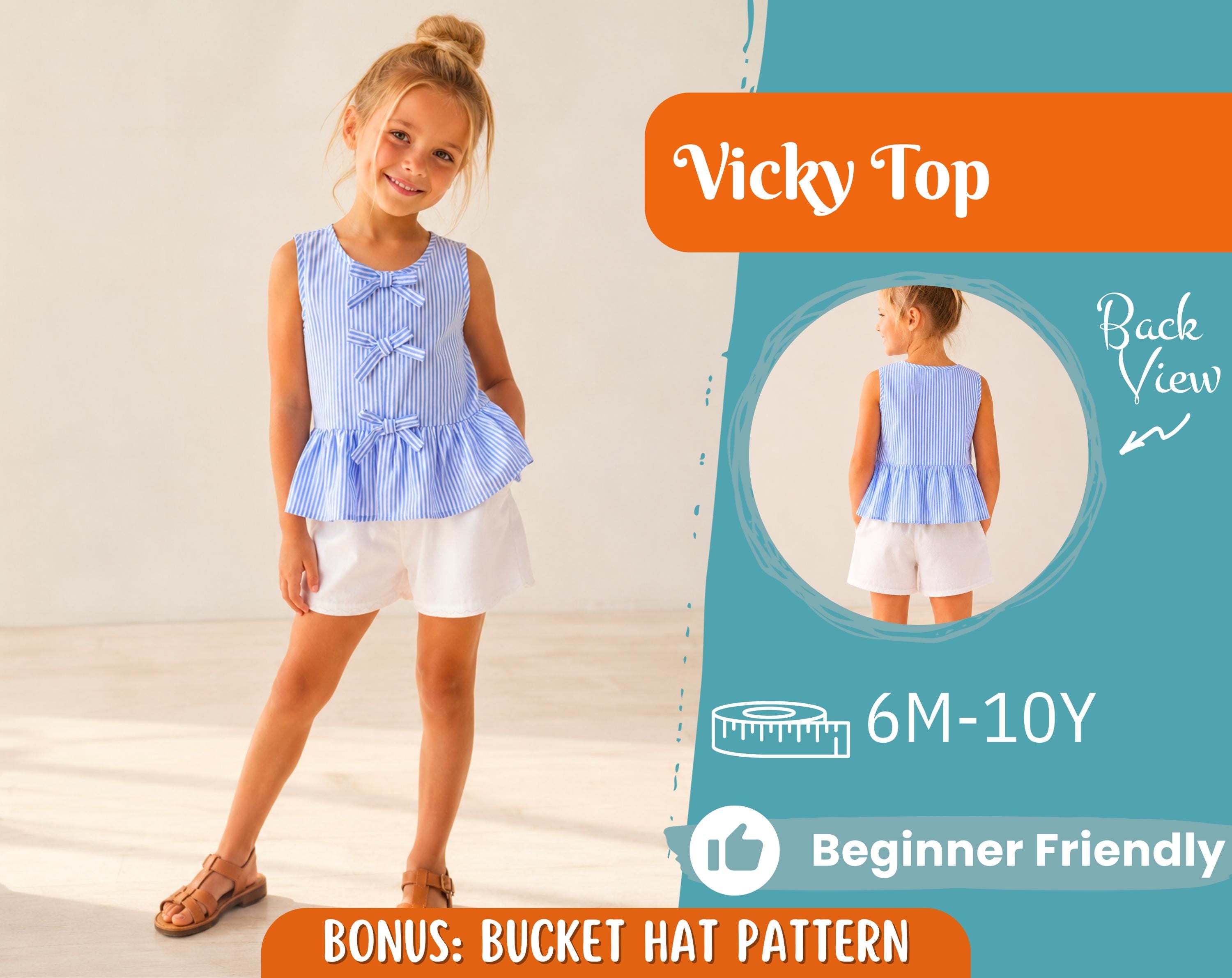 Top Sewing Pattern for Kids, Top Pattern, Kids Pattern, Girl Pattern, Beginner Pattern, Sewing Pattern Toddlers, PDF Pattern