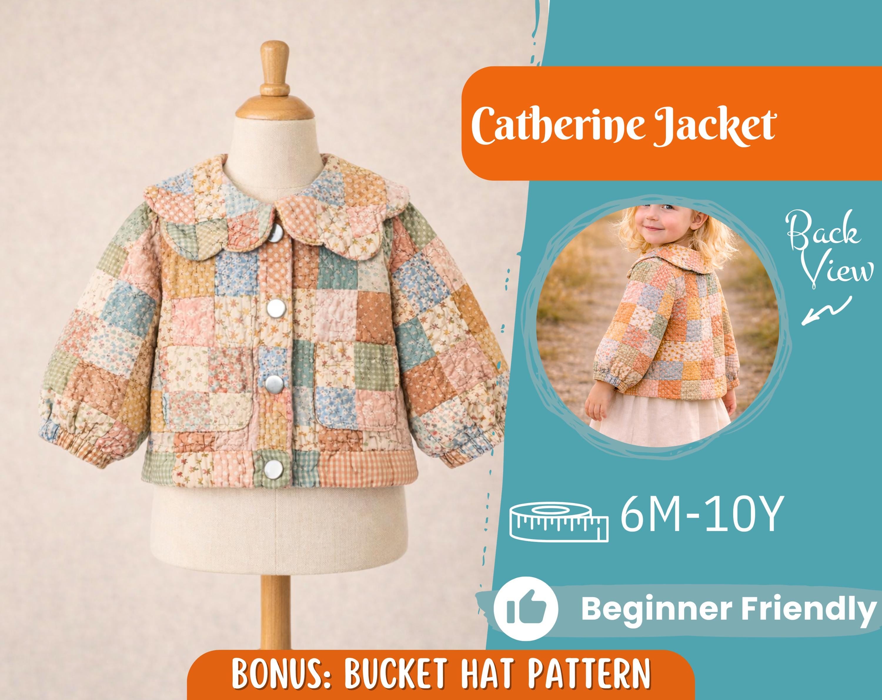 Quilted Jacket Sewing Pattern for Kids, Jacket Pattern, Kids Pattern, PDF Pattern, Beginner Pattern, Sewing Pattern Toddlers, Coat Pattern