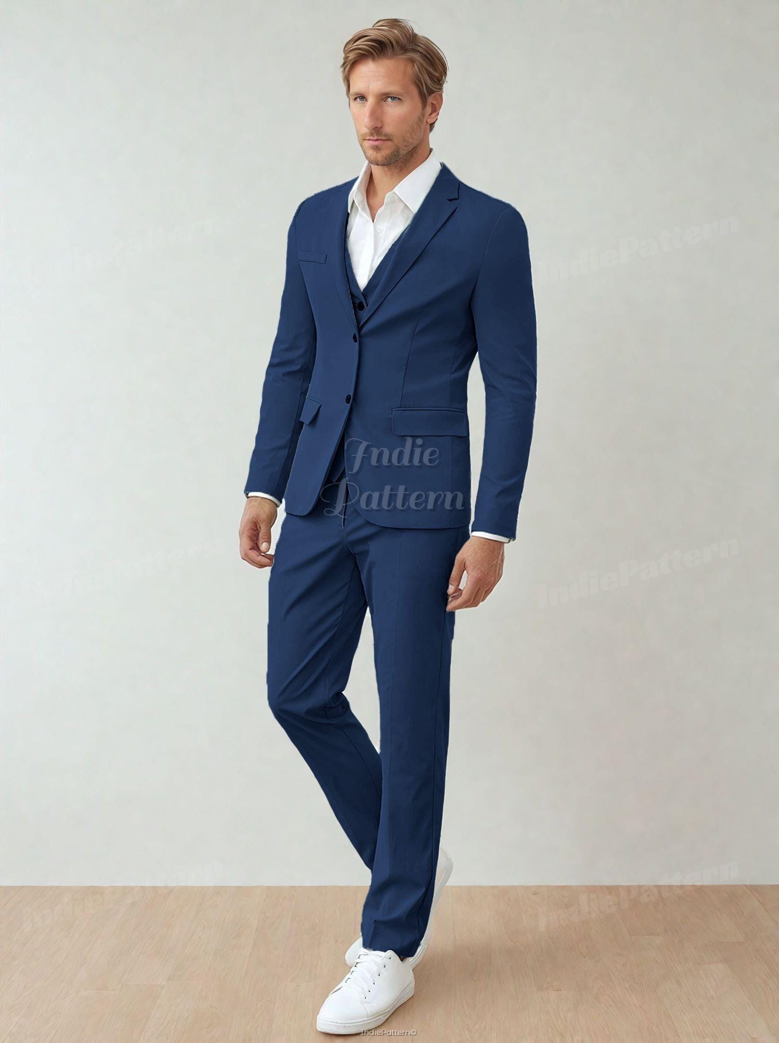 3 Pieces Suit Set Sewing Pattern for Men | Vest, Jacket & Pants Sewing Pattern | Men Suit Set Sewing Patterns | Suit Pants Pattern Men