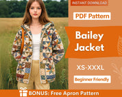 Jacket with Hoodie Sewing Pattern for Women | Coat Pattern | Sewing Patterns | Quilted Jacket Pattern | Hooded Jacket Coat | Beginner Jacket