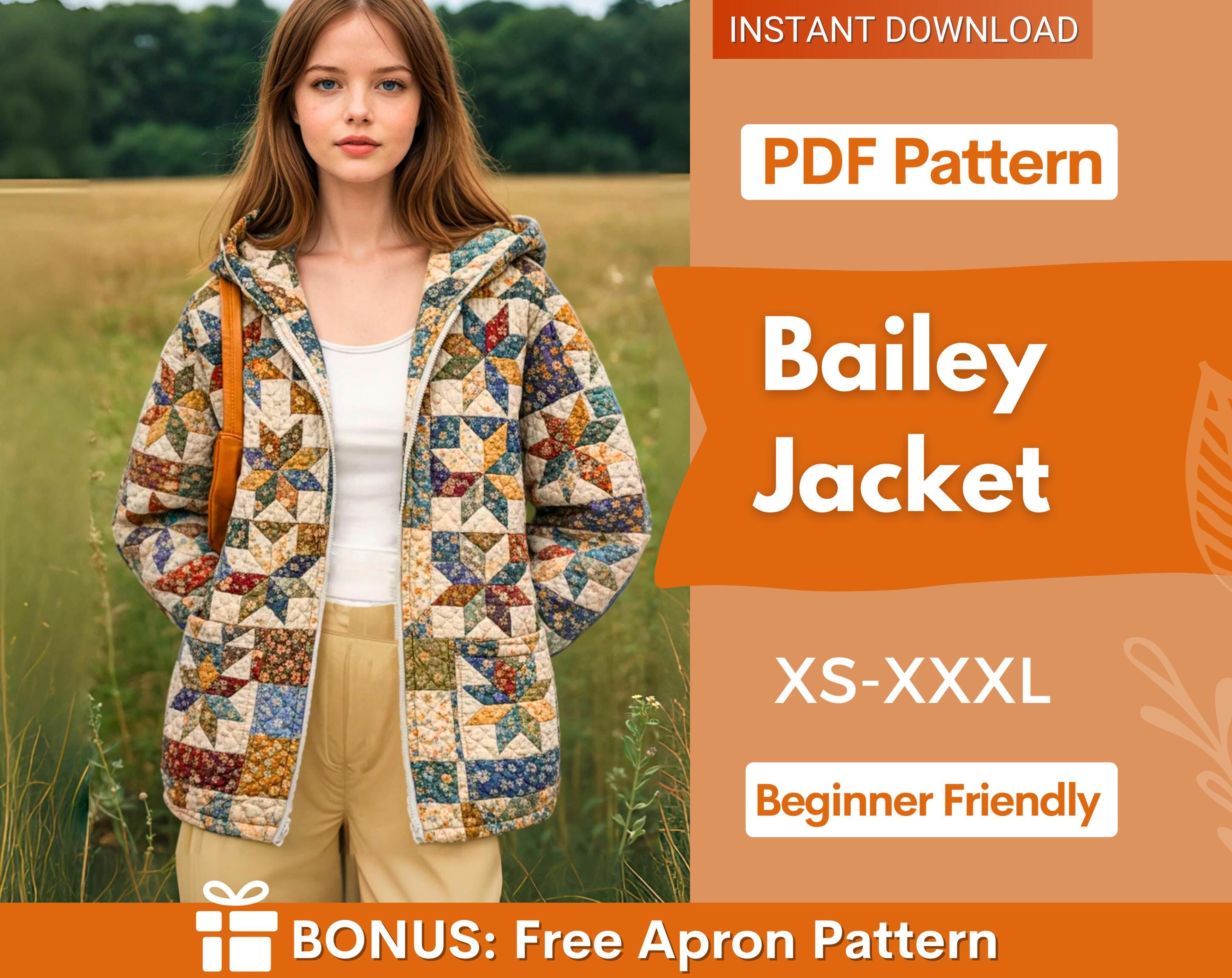 Jacket with Hoodie Sewing Pattern for Women | Coat Pattern | Sewing Patterns | Quilted Jacket Pattern | Hooded Jacket Coat | Beginner Jacket