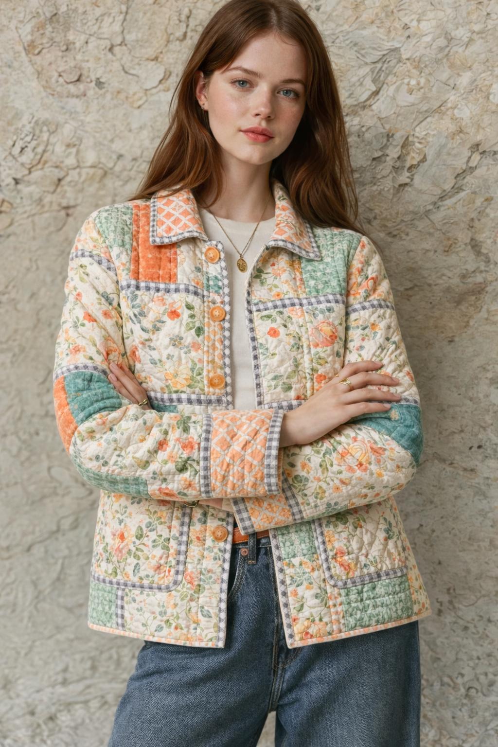Jacket Sewing Pattern | Quilted Jacket Pattern | Sewing Patterns Women | Sewing Pattern Patchwork Jacket | Button Up Jacket with Collar