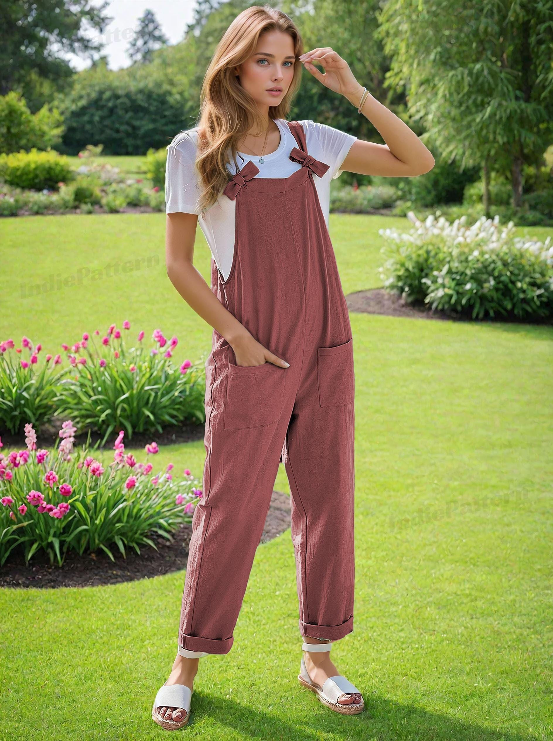 Overall Jumpsuit Pattern, Meadow Overalls, Overalls pattern, Pattern Women Jumpsuit, Dungaree Pant Loose Trouser , Overalls Sewing Pattern