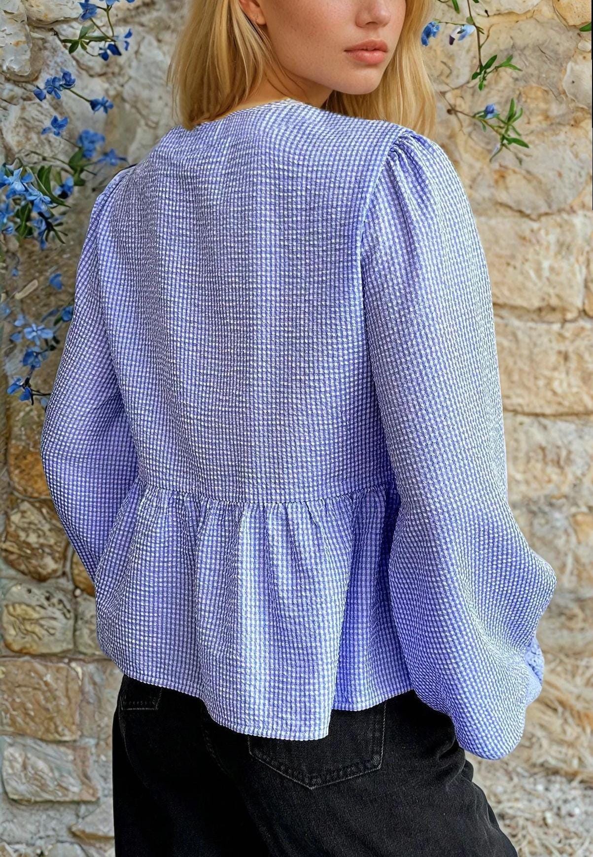 Blouse Sewing Pattern, Front Tie Blouse, Knot Blouse, Shirt Pattern, Milkmaid Pattern, Women Shirt, Peplum Top, Peplum Blouse Pattern Women