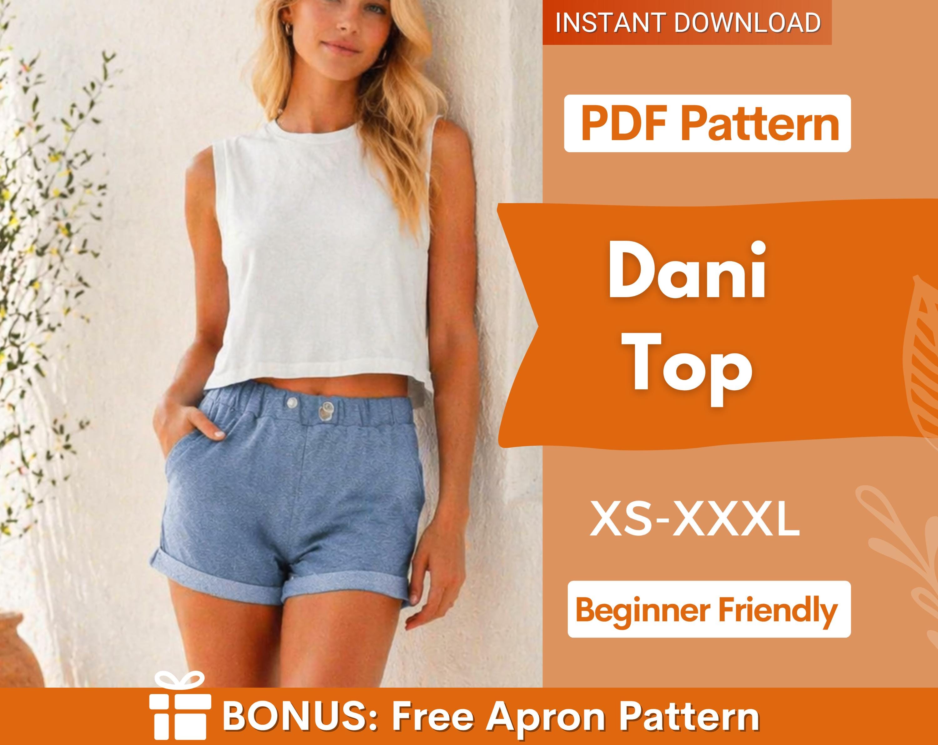 Crop Top Sewing Pattern | Women Sewing Pattern | Tshirt Pattern | Sleeveless Top Pattern | Sewing Patterns for Beginner Top | Tank Top
