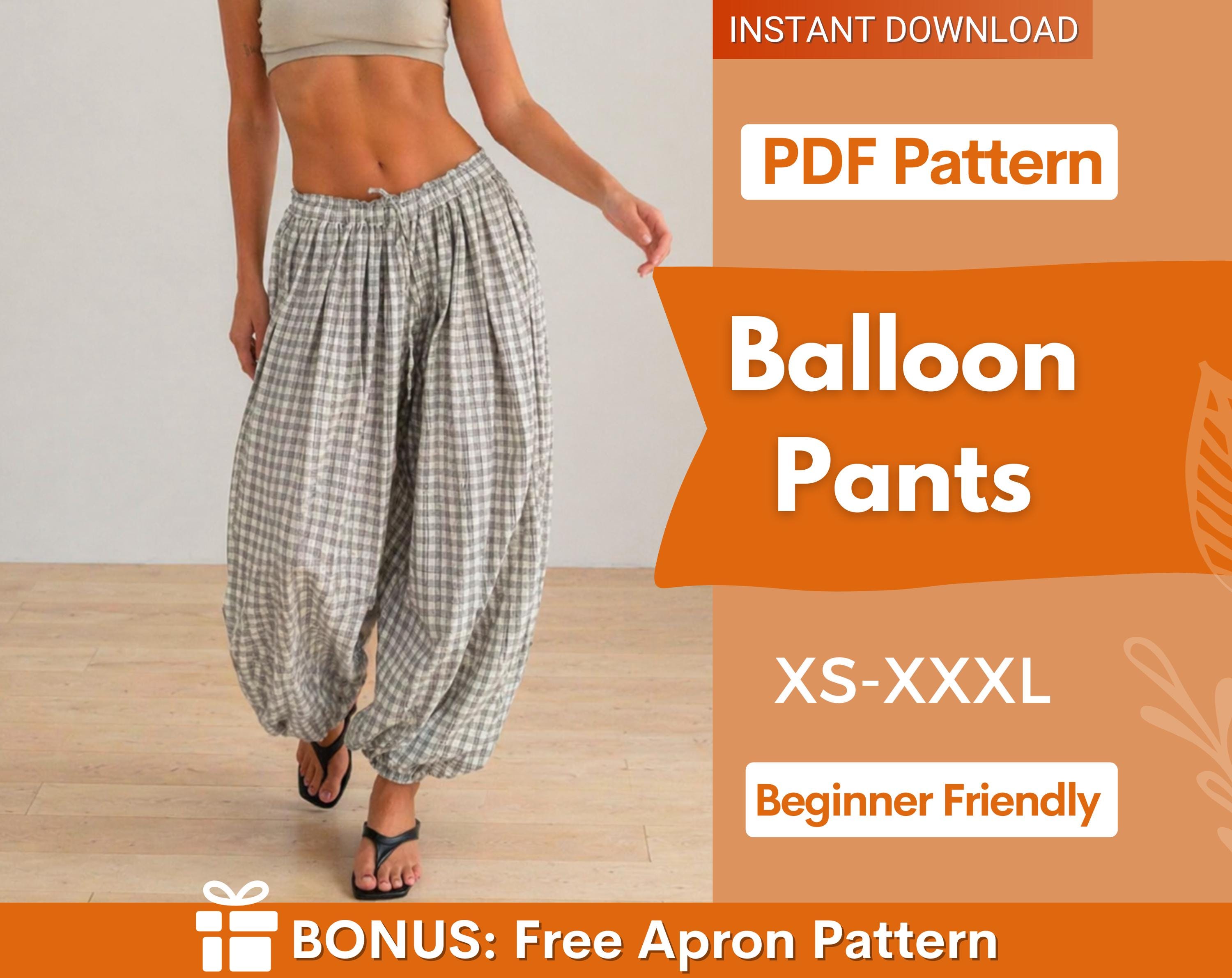 Balloon Pants Sewing Pattern, Barrel Leg Pants, Wide Leg Pants Sewig Pattern, Women Sewing Pattern Pants, Baggy Pants Pattern, Harem Pants