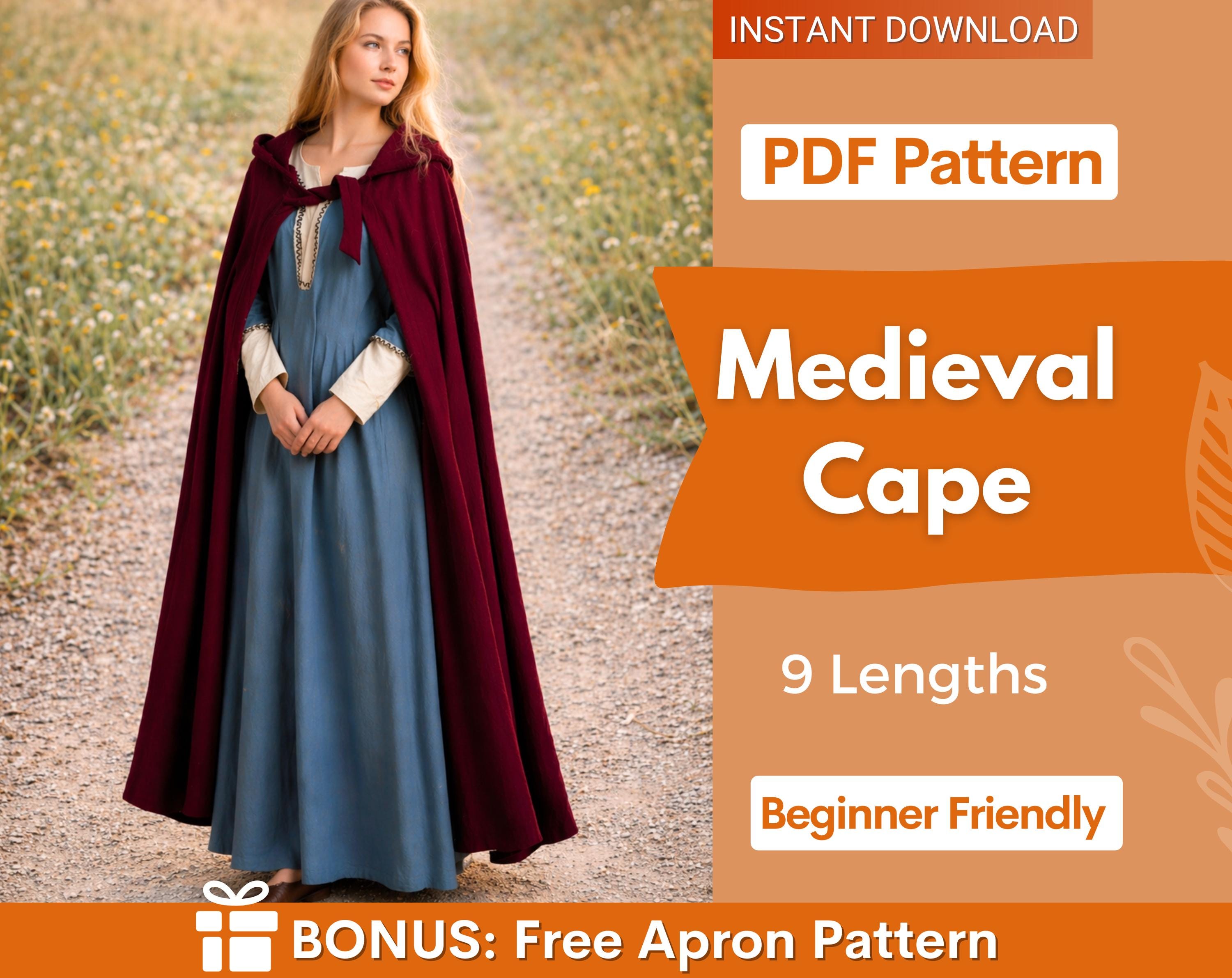 Cloak Sewing Pattern with 9 Lengths, Cape Pattern, Elven Cape, Magical Gown, Medieval Dress, Hooded Cloak, Cape with Hood Pattern, Long Cape