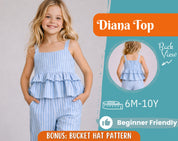 Top Sewing Pattern for Kids, Top Pattern, Kids Pattern, Girl Pattern, Beginner Pattern, Sewing Pattern Toddlers, PDF Pattern, Easy Pattern