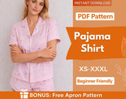 Pajama Sewing Pattern | Pajama Top Pattern | Women Sewing Pattern | Easy Pajama Pattern | Beginner Sewing Pattern Pajama | Pajama Shirt