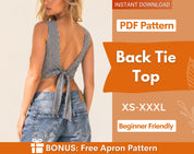 Women Top Pattern | Back Tie Top | Top Sewing Pattern PDF | Tie Top | Sewing Pattern for Women | Open Back Top Pattern | Beginner pattern