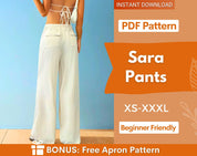 Women Pants Sewing Pattern | Pants with Back Pocket Pattern | Elastic Waistband Wide Leg Pants Pants Pattern, Beginner Pattern Pants Women