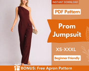Jumpsuit Pattern | Sewing Patterns | Women Sewing Patterns | One Shoulder Jumpsuit Sewing Pattern | Prom Jumpsuit Pattern | Dress Pattern